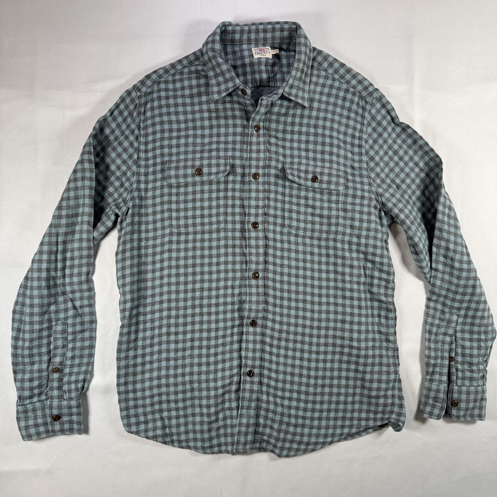 Faherty Shirt Mens XL Gray Check Flannel Button Up Long Sleeve Casual Outdoor